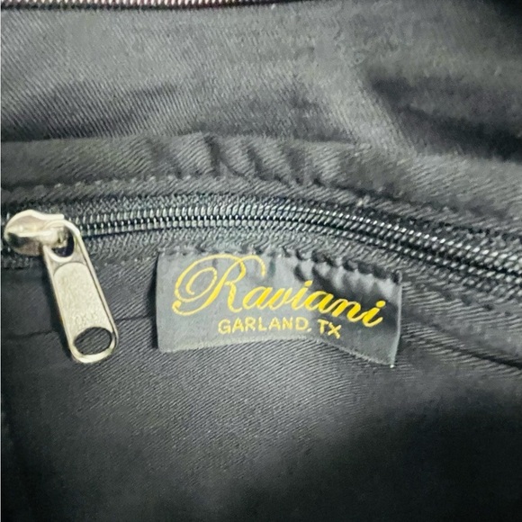 Raviani Brown Croc Embossed Leather With Crystals Tote Bag - Picture 3 of 10